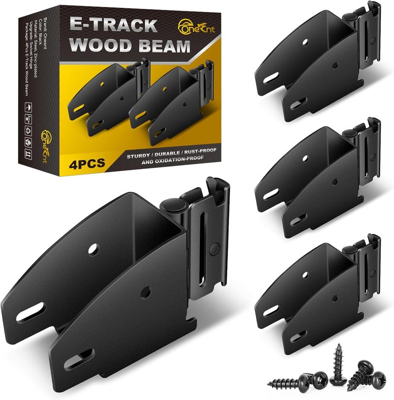 Onesnt 4 Pack E-Track Swivel Wood Beam End Socket Shelf Brackets |E Track Accessories for Enclosed Trailer, Van, RV, Cargo Trailer, Cargo Control, Shelf - Image 1